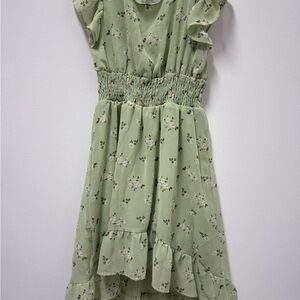 Floral Green Kids Dress